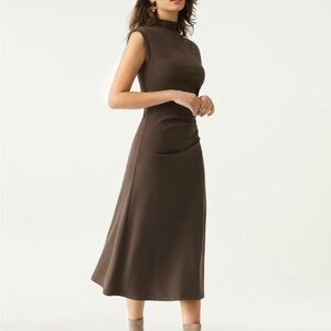 OGL Mockneck Tucks Midi Dress, XL NWT